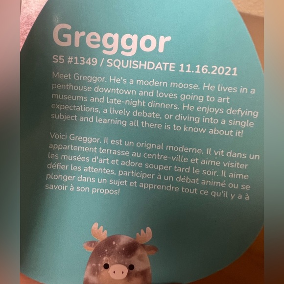 Greggor the Moose 5” NWT Original Squishmallows Kellytoy - Picture 6 of 8